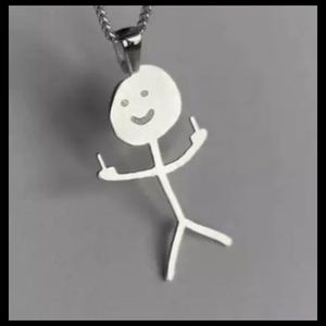 Stick figure man middle finger F off F you necklace jewelry S925 silver 925 new